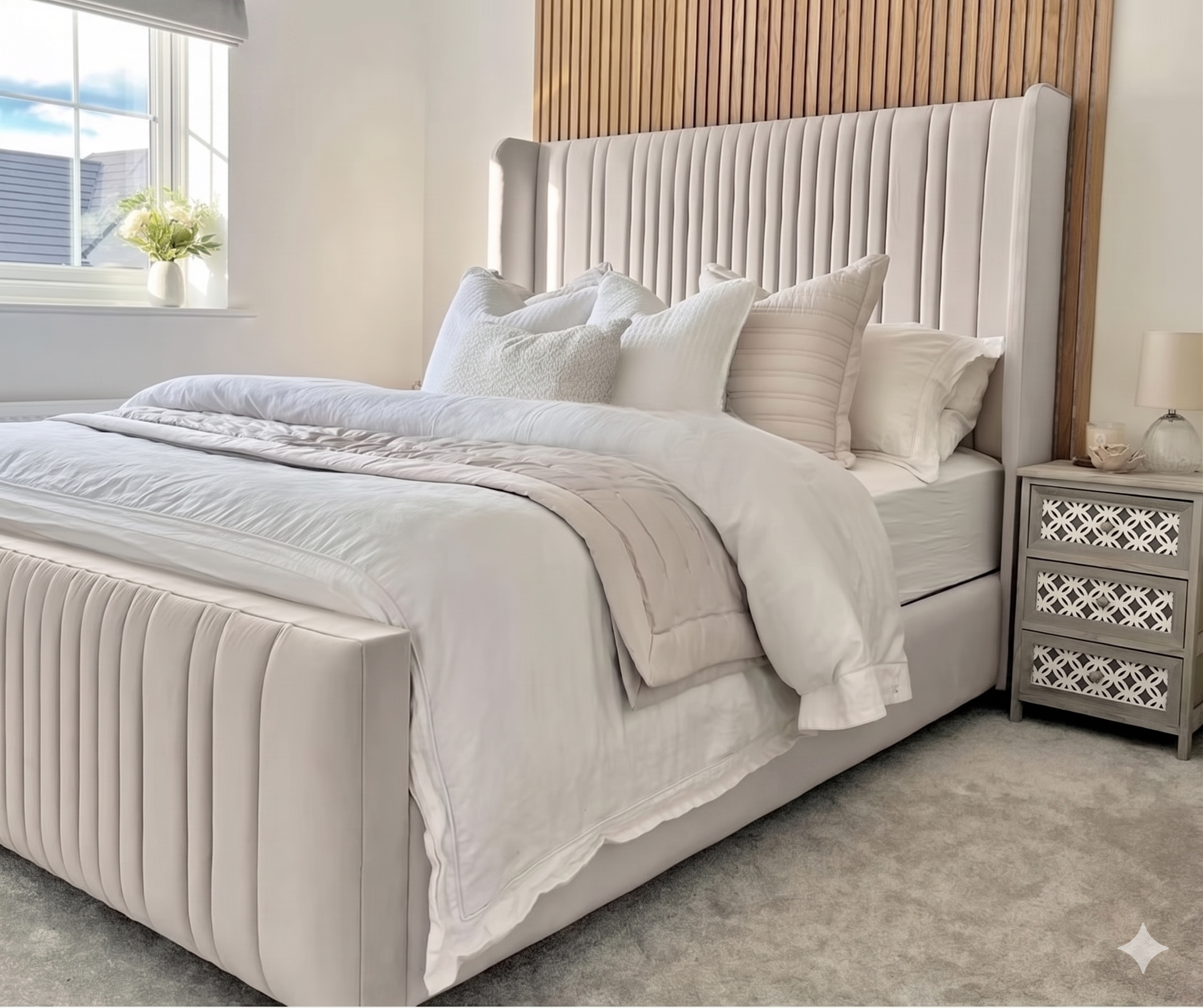 Ivy Cream Panelled Bed with Wings