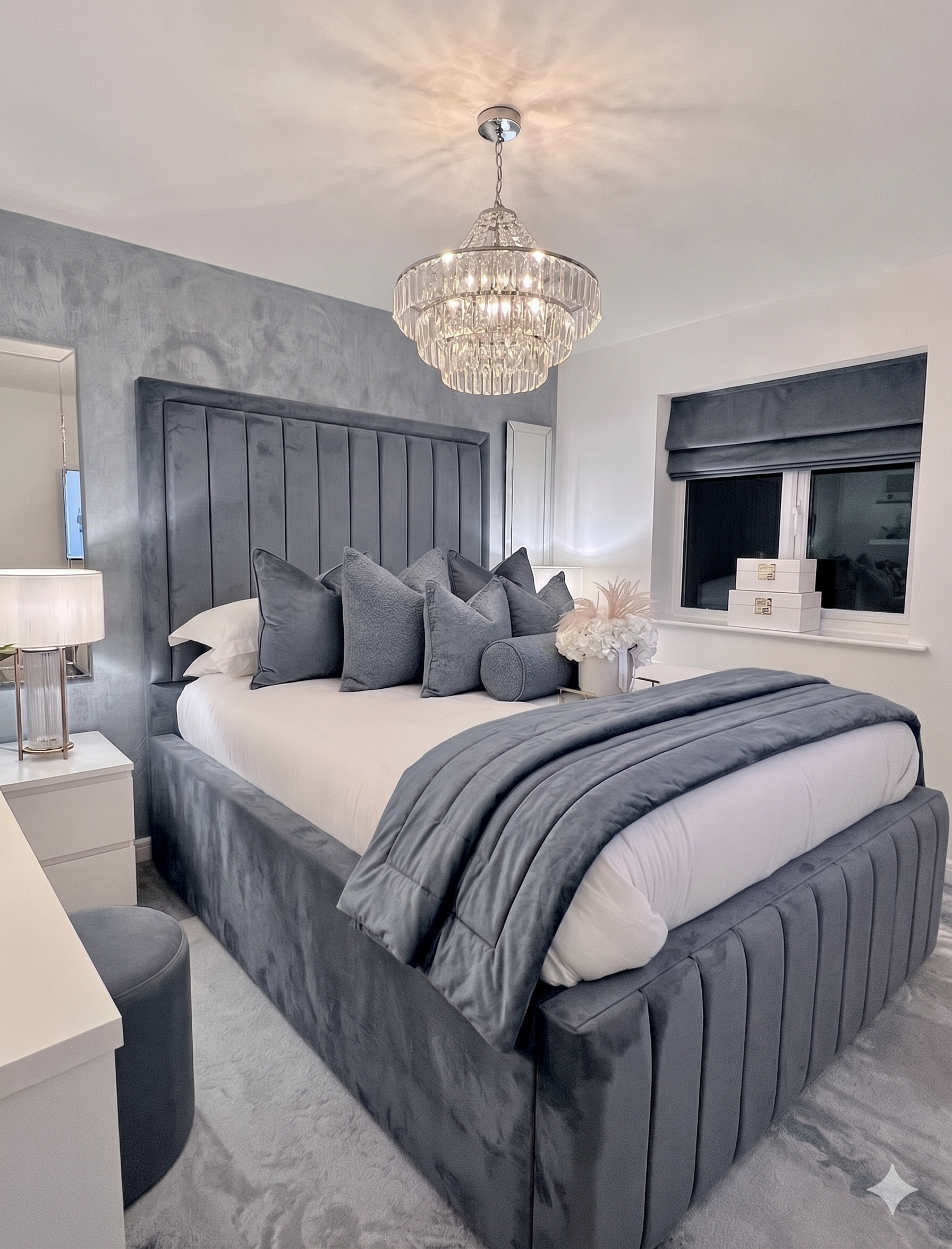 Luxury Panel Bed in Slate Grey