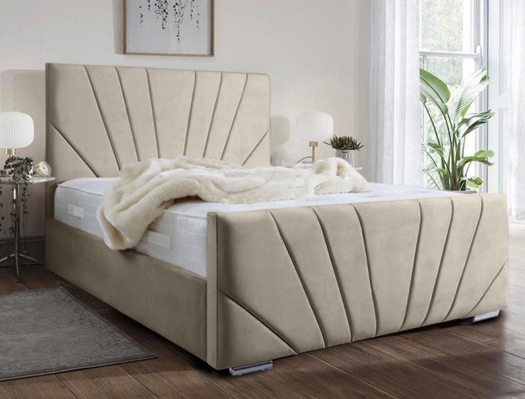 Victoria Plush Velvet Bed, Cream Bed Company Ireland