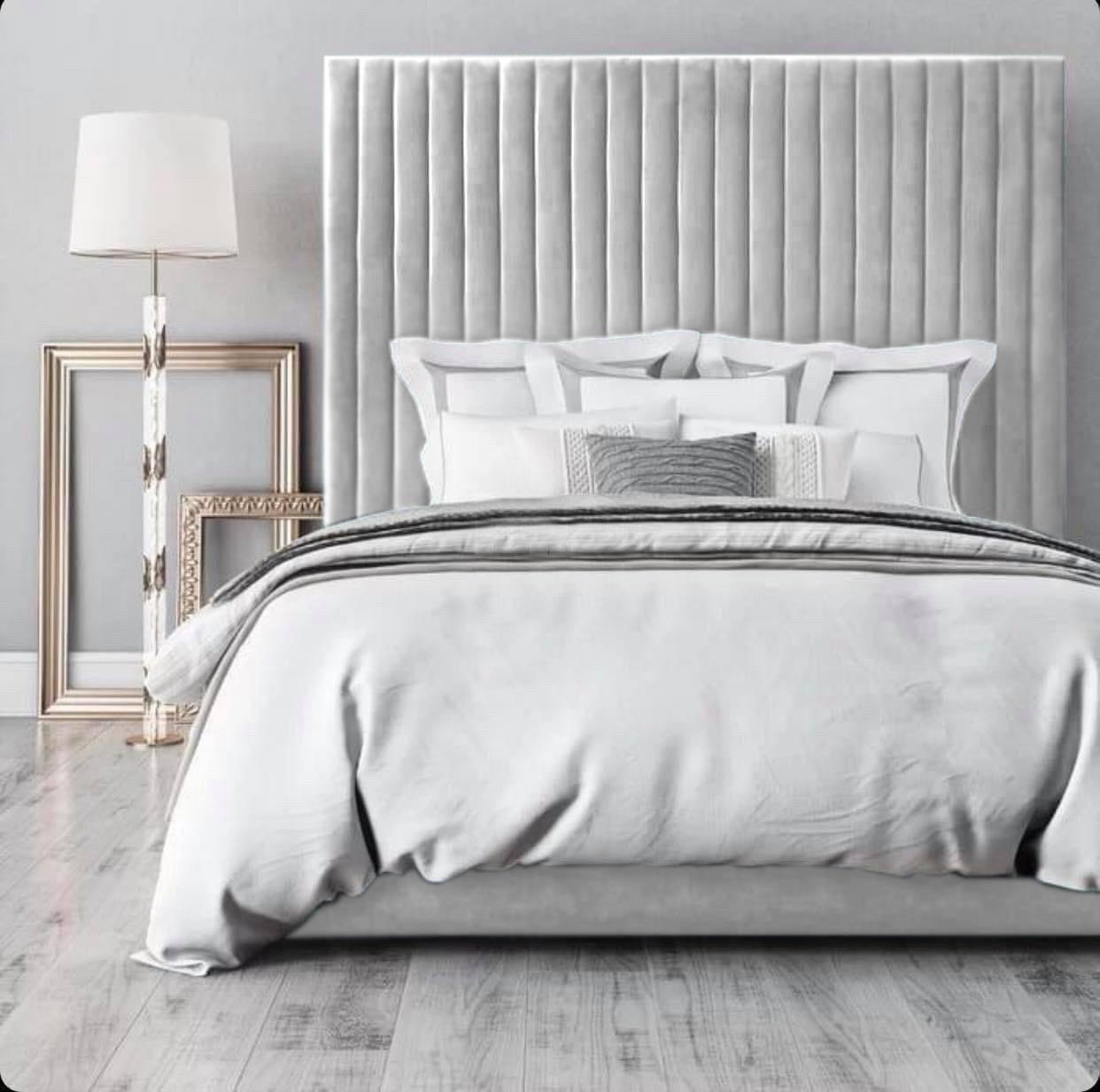 Oslo Plush Velvet Bed, Light Grey - Bed Company Ireland