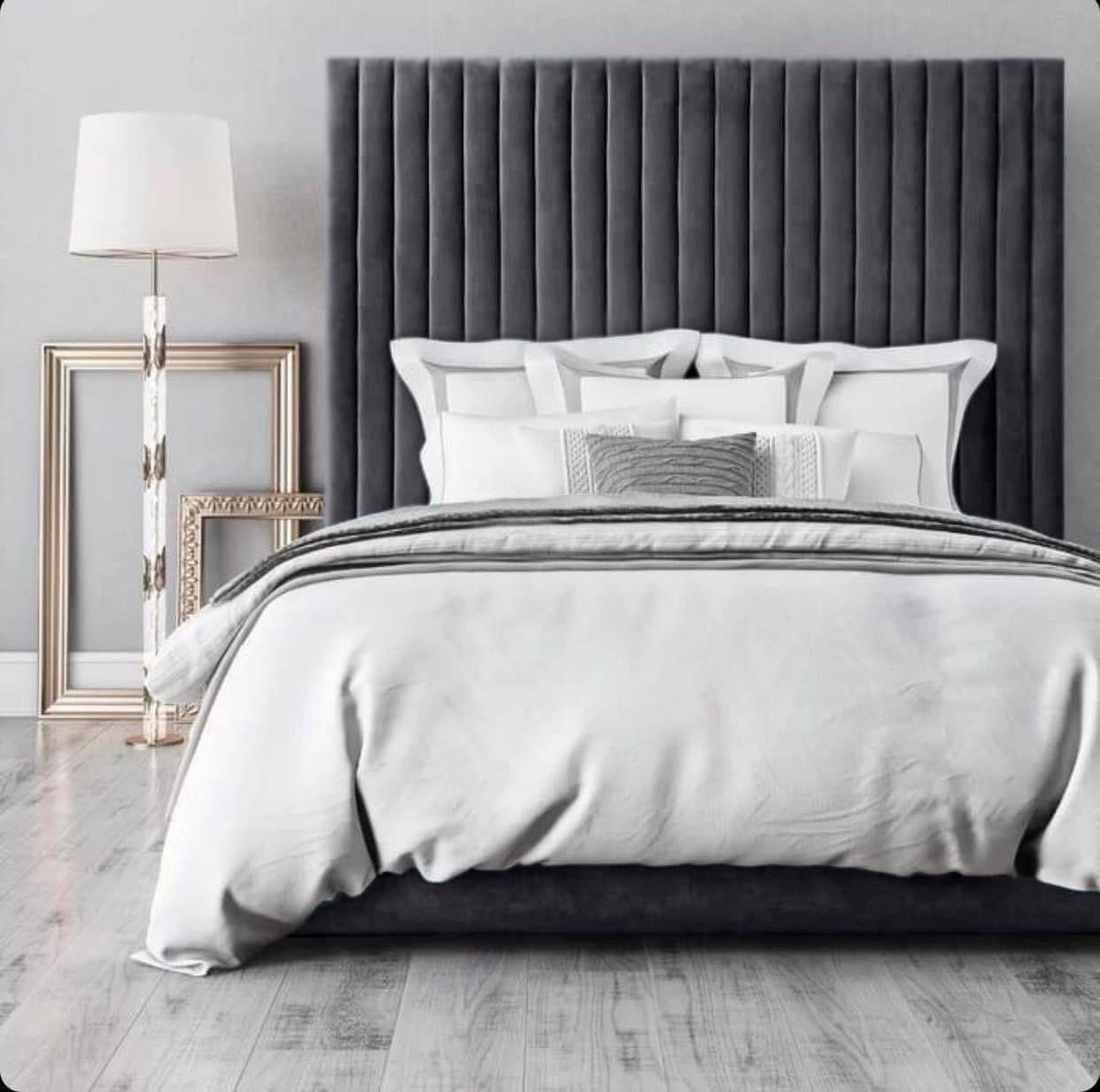 Oslo Plush Velvet Bed, Dark Grey - Bed Company Ireland